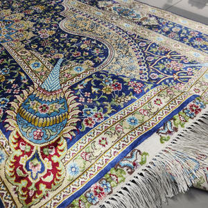 Tapis persans traditionnels bleus décoratifs 4x6, tapis en soie, tapis oriental, fait main, noué à la main, décoration <span class=keywords><strong>de</strong></span> sol à vendre - Product Image 3