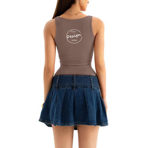 Wholesale Custom Logo Printed Lady Skinny Corset Vest Deeply V-neck Ribbed Active Women Sexy Tank <strong>Top</strong> <strong>Cleavage</strong> - Product Image 5