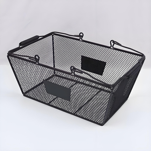 Đen sơn tĩnh điện giỏ hàng tạp hóa kim loại lưới giỏ nghệ thuật khung mỹ phẩm lưu trữ đồ ăn nhẹ văn phòng phẩm kim loại Giỏ mua sắm - Product Image 6