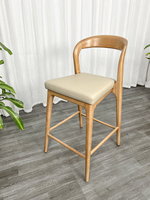Chaise de bar haute de cuisine en bois de frêne massif, design moderne et luxueux, tabourets de bar en bois, sièges de bar de cuisine design