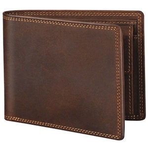 New Arrival Genuine Crazy Horse Leather RFID Blocking Vintage Short Open Closure Polyester Lining Wallets for Men - Product Image 1