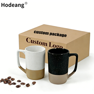 <span class=keywords><strong>Mug</strong></span> bicolore noir moucheté, grande tasse à café en céramique avec poignée, pour la maison, le bureau, les boissons chaudes - Product Image 1