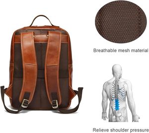 Vintage Genuine <b>Leather</b> <b>Backpack</b> For Men Fits up to 15" <b>Laptop</b> Travel Hiking Rucksack - Product Image 5