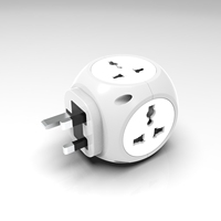 Adaptateur de voyage universel électrique 4 voies avec prise fusible 13A Mini barrette d'alimentation cubique portable fixée au mur