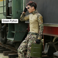Ensemble Tactique d'Extérieur pour Hommes, 2 Pièces : Chemise de Combat Militaire Camouflage à Manches Longues et Ensemble Tactique de Commando pour Chasse en Plein Air