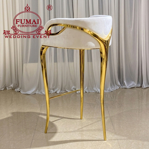 Tabourets de bar extérieurs modernes de tissu de cadre d'acier inoxydable d'or de mariage de salon - Product Image 2