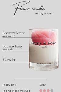 LANJO Handmade Peony Scented Soy Candle in <b>Glass</b> Cloche Golden <b>Bell</b> <b>Jar</b> Floral Aromatherapy Candle for Home Decor Holiday Gift - Product Image 4