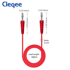 Cleqee cabo de teste de banana duplo 4mm, cabo de teste de multímetro, ferramenta de medição <span class=keywords><strong>diy</strong></span>, 1m 5 cores - Product Image 3