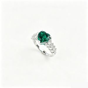 S925 Sterling <b>Silver</b> Lab Created <b>Emerald</b> <b>Ring</b> - Product Image 1