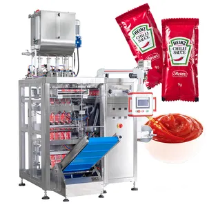 Automatic multi track liquid sachet mustard packaging machine vffs 4 side sealing bag hot sauce packaging machine