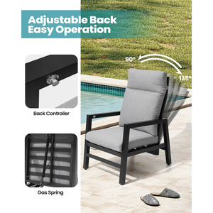 Yoho Chaise longue moderne en métal avec repose-pieds pour restaurants en plein air hôtels salons ensemble de chaises de jardin - Product Image 3