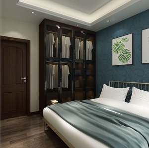 Dressing moderne de luxe léger et écologique avec porte en verre, armoire de chambre à coucher, personnalisation haut de gamme, coiffeuse, boîte à bijoux - Product Image 1