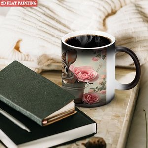 Ceramic Mug 11oz Frosted Black Heat Sensitive Tea Coffee <b>Cup</b> <b>Reusable</b> Long Lifespan - Product Image 3