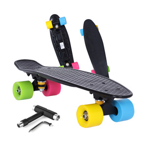 Zebra Sport 22 Inch <b>Mini</b> Skateboard With Pink Blue Yellow Gradient Deck For Youth Beginners Street Use - Product Image 4