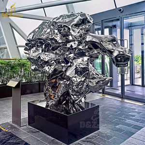 Escultura Moderna de Acero Inoxidable para Decoración de Interiores, Diseño Artístico de Espejo 3D, Estatua de Roca Metálica Pulida - Product Image 1