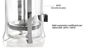Cafetière et cafetière à piston, pot à café en verre avec cadre en acier inoxydable et <span class=keywords><strong>filtre</strong></span> en acier inoxydable - Product Image 5