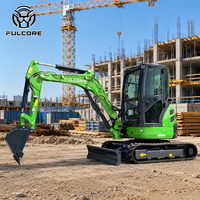 Mini-excavatrice FULCORE fiable, homologuée EPA, avec système hydraulique puissant pour l'aménagement paysager résidentiel, avec cabine.