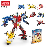 Mainan Blok Bangunan Mobil Robot Lele Brother Deformed Mecha 6 1 514-Piece dari Plastik ABS, Hadiah Edukatif untuk
