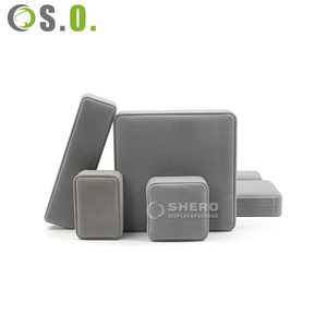 Boîte à bijoux en velours gris de haute qualité pour collier, boucles d'oreilles et bague, boîte de rangement en velours pour bijoux, ornement en flanelle, cadeau - Product Image 1