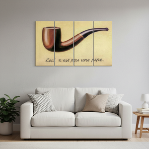 Arte en lienzo de filosofía surrealista: Impresión de Ceci nest pas une pipe, JUEGO DE 4 LIEGNTOS - Product Image 3