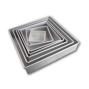 Molde cuadrado de pastel de fondo fijo de 4 ~ 14 pulgadas Aluminio de ánodo engrosado temprano antiguo - Product Image 1