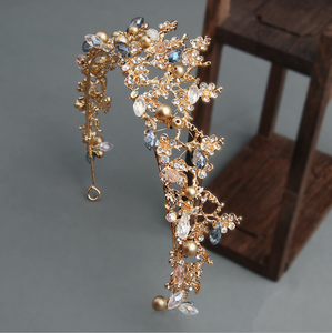 Tiare <span class=keywords><strong>e</strong></span> Corone Nuziali Dorate Finestyle per Donne, <span class=keywords><strong>Tiara</strong></span> con Strass da Regina, Corona da Principessa, <span class=keywords><strong>Tiara</strong></span> per Compleanno, Fascia per Capelli - Product Image 3