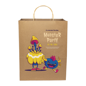 Sacs en papier kraft personnalisés marron, petit MOQ, avec logo imprimé, pour le shopping, les cadeaux, les petites entreprises, avec poignées - Product Image 2