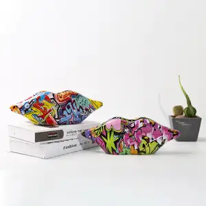 abstracto escultura de papel de los artistas Suppliers-Jarron-jarrón de labios abstracto para decoración del hogar, jarrón de resina de colores, arte Elegante, novedad de 2021