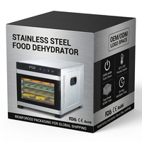 Déshydrateur alimentaire électrique 6 plateaux en acier inoxydable 304, 550-650W, avec minuterie intelligente 24H et contrôle tactile numérique pour la séchage des fruits, des viandes séchées et des herbes