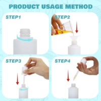 Flacon compte-gouttes en plastique PETG de 50 ml avec dégradé blanc, bouton poussoir, capacité de 1,67 oz, impression sérigraphique