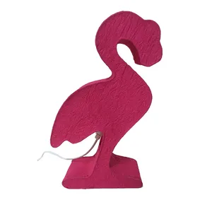 hot sale rose red flamingo shape Creative kid's Bedroom Bedside paper Table Lamp lighting