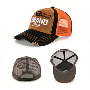 Casquette de baseball trucker personnalisée en suède délavé à profil bas, imperméable, avec maille, style snapback, vierge pour broderie ou sublimation - Product Image 2