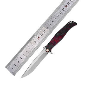 Ensemble de couteaux pliants 5 pièces, lame en acier inoxydable, manche en Micarta, pointe tombante, ouverture par bouton de pouce, pour sports de plein air - Product Image 6