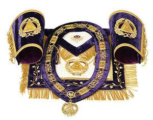 Masonic Freemason Regalia Set High Quality Master Mason <b>Apron</b> Collar & Cuffs Pair Gold Embroidered Masonic Regalia <b>Apron</b> Set - Product Image 1