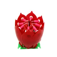 Huaming Lilin Musik Lotus Daun Bunga, Bunga Pesta Ulang Tahun Pernikahan Daun Bunga Teratai Lilin Kue Ulang Tahun