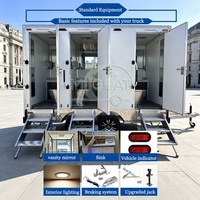 Remorque WC Mobile VIP Portable à Double Essieu, 3 Cabines Indépendantes, WC en Acier Inoxydable pour Chantier, Festival, Camping