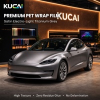 PET Satin Electro-Light Titanium Grey Super Matte Satin Flat Color Changing Vinyl Wrap Self Adhesive Car Vinyl Wrap Roll Film.