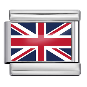 Bracciale con Charm in Acciaio Inox con Bandiere Nazionali all'Ingrosso, Bracciali con Bandiere di Paesi Europei, Charm Lucidi per Bracciali - Product Image 2