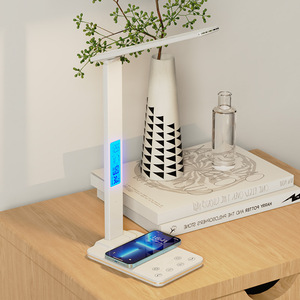 โคมไฟตั้งโต๊ะ LED ชาร์จไร้สาย QI 10W พร้อมไฟกลางคืน ปฏิทิน นาฬิกาปลุก อุณหภูมิ ป้องกันดวงตา โคมไฟอ่านหนังสือ - Product Image 5