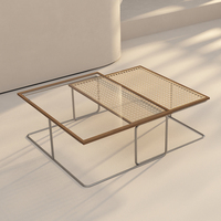 Surface en bois tissée par table basse moderne élégante contemporaine et jambes en métal pour des meubles de maison de salon