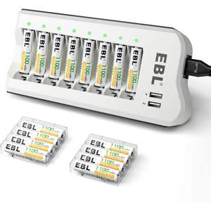 Batería Recargable AAA NiMH EBL de 1100 mAh (Paquete de 16) Cargador AA/AAA con 2 Puertos de Carga USB Categoría de Producto Cargadores de Baterías - Product Image 1