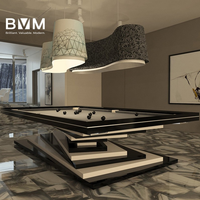 Table de billard BVM haut de gamme au design contemporain, 9 pieds, professionnelle, avec plateau en pierre bleue, poches en verre, pour intérieur, finition de luxe