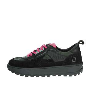 D.A.T.E. Donna Sneakers W411-K2-MN-BK Nero Chaussures Chunky Noires avec Lacets Roses - Product Image 1