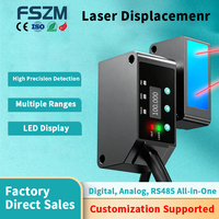 Sensor Perpindahan Laser Industri Tampilan Digital NPN/PNP RS485 12-24V Pengukuran Jarak Linier untuk Identifikasi Objek