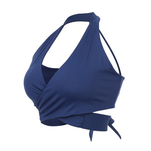 Débardeur de sport d'été pour femme, sans bretelles, col en V profond, rembourré, séchage rapide, respirant, polyester/coton, pour Pilates, course à pied, fitness, noir - Product Image 5