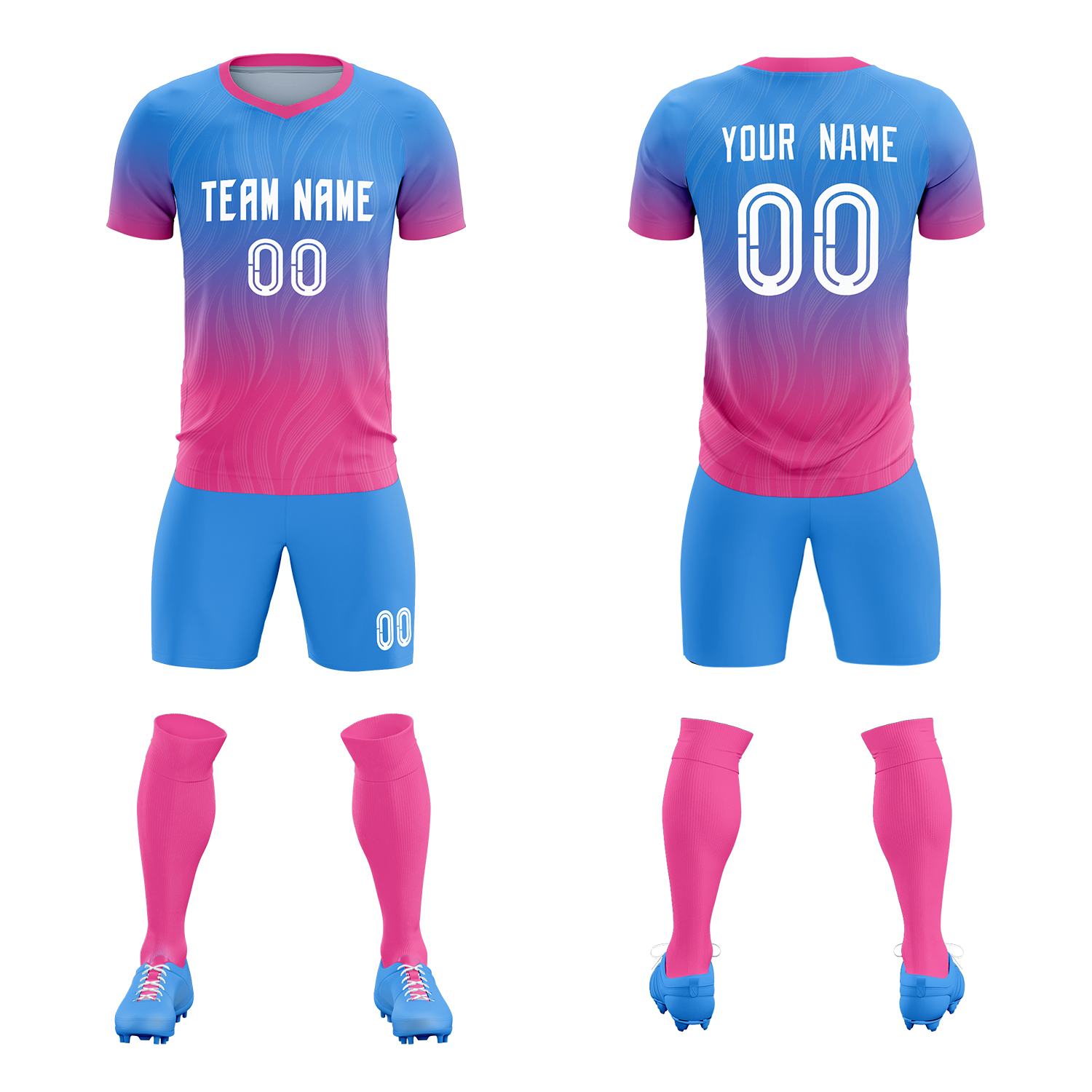 Bleu clair et rose-K08