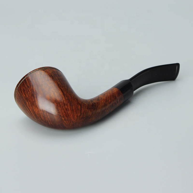 Pipe à Tabac En Bruyère MUXIANG - Faite Main, Forme Droite, Anneau Décoratif Olivier/métal