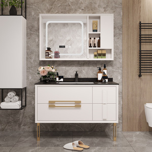 Armoire <span class=keywords><strong>de</strong></span> rangement blanche ou noire pour <span class=keywords><strong>salle</strong></span> <span class=keywords><strong>de</strong></span> <span class=keywords><strong>bain</strong></span>, lavabo sur pied, 1 pièce - Product Image 2