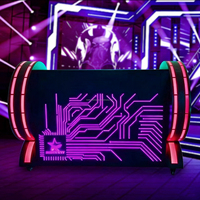 LiqVis - Stand DJ professionnel personnalisé avec éclairage LED portable, table de scène avec contrôle mobile, stand DJ pour bar, boîte de nuit, discothèque, événement