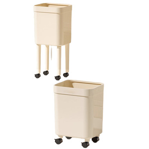 <b>Tall</b> Trash Can With Wheels Rectangular Indoor Waste <b>Bin</b> For Living Room <b>Kitchen</b> Bedroom Bathroom Large Capacity Portable - Product Image 5